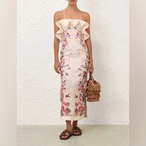 Zimmermann Patience ruffled printed linen midi dress